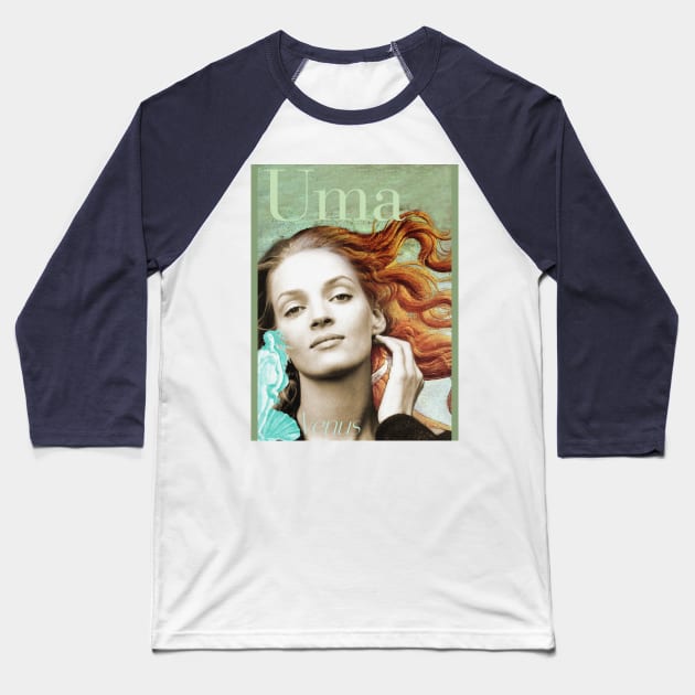 Uma Thurman - Venus Collage Portrait Baseball T-Shirt by Dez53